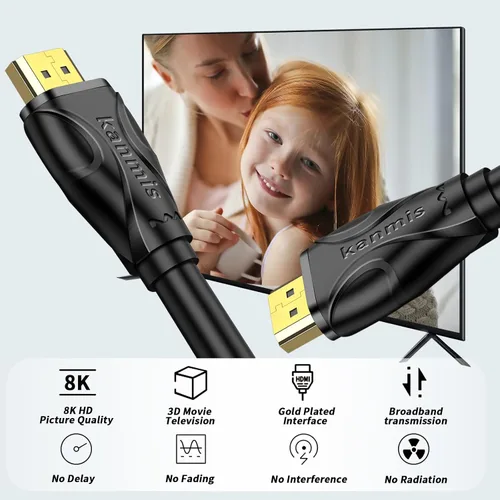 Miniatura 2 de Cable HDMI 8K de 1.5 pies, 5 piezas, cables 2.1 de alta velocidad 8K @60Hz 4K @120 Hz, conectores chapados en oro, cable hdmi, compatible