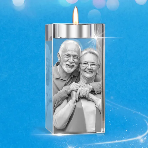 Miniatura 2 de Foto de Cristal 3D Personalizada, Marco Portavelas con Grabado Láser Personalizado, Regalos Personalizados Conmemorativos de Aniversario, Navidad