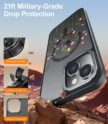 Miniatura 325 de Goodon para iPhone 15 Pro Max con protector de pantalla de privacidad, compatible con Magsafe, funda translúcida mate a prueba de golpes - Linda
