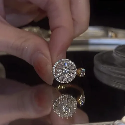 Miniatura 3 de Aphro Anillo giratorio de cristal dorado para aliviar la ansiedad – Anillo giratorio ajustable para aliviar la ansiedad y el estrés, regalo