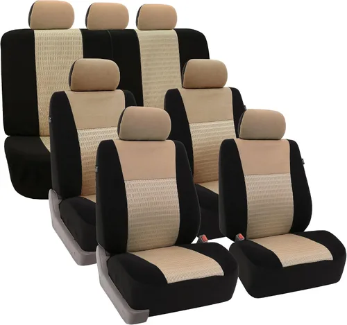 Miniatura 11 de FH Group Fundas de asiento de automóvil 3D de malla de aire con elegancia moderna, compatibles con bolsa de aire y listas para separar, juego