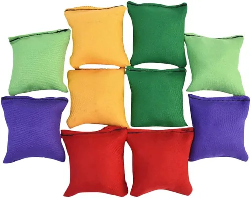 Toyvian 10 bolsas de frijoles de nailon para lanzar pufs, divertidos deportes al aire libre, juegos familiares para juegos de lanzamiento de manos,