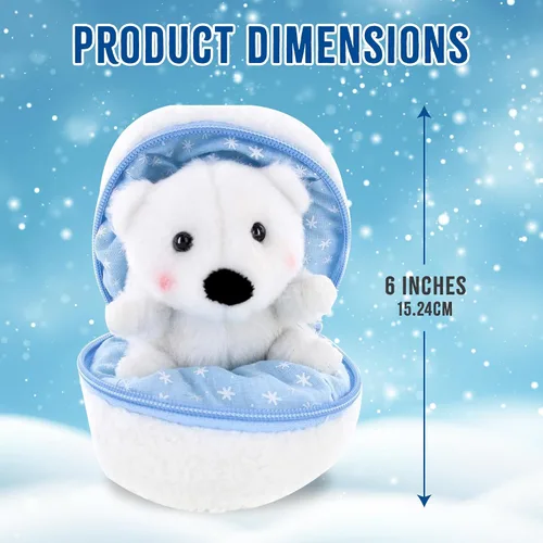 Miniatura 5 de Snowball - Huevo sorpresa con cremallera – 6 pulgadas – Lindo y suave surtido de juguetes de peluche para amigos, familia de todas las edades – Oso
