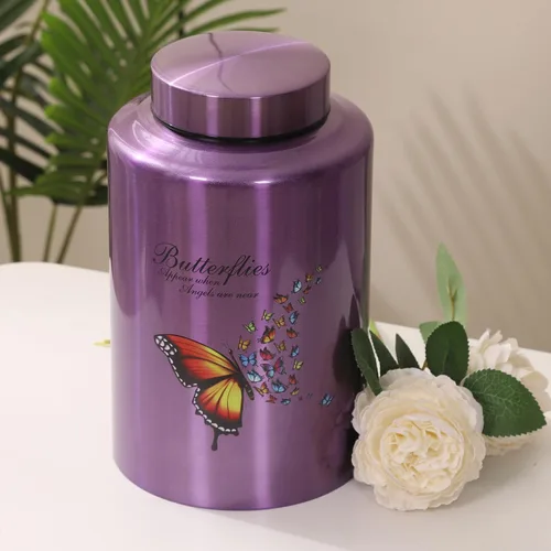Miniatura 5 de Urnas para cenizas humanas adultas y mujeres de hasta 220 libras, urna de mariposa morada para cenizas de mamá con bolsa de terciopelo, urnas