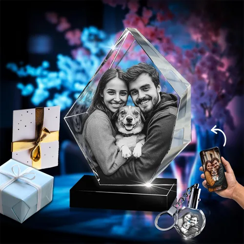 Miniatura 9 de 3D innovation Foto de cristal 3D, regalos conmemorativos personalizados para mamá, papá, esposa, hombres, mascotas, detalle de cristal grabado