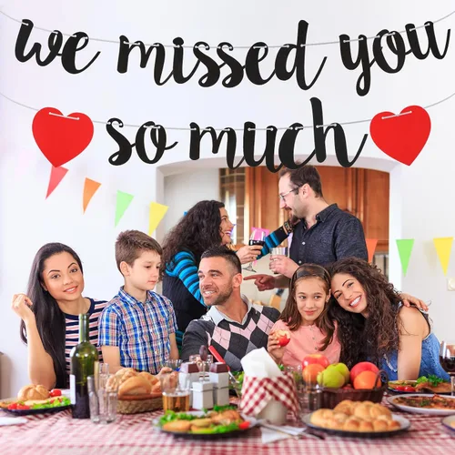 Miniatura 4 de Cartel de bienvenida a casa, pancarta con texto en inglés "We Missed You So Much", decoración de bienvenida para familia, reunión, amigos