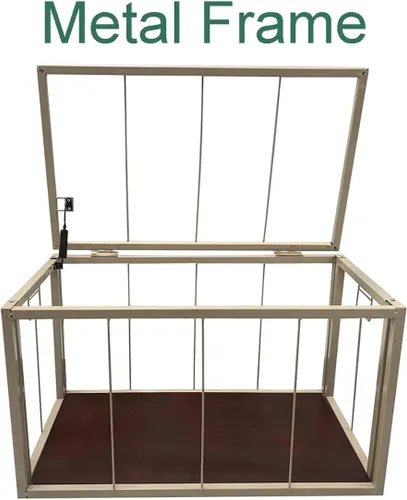 Miniatura 4 de eHemco Baúl de almacenamiento de mimbre de jacinto de agua resistente con marco de metal, 30 x 17.5 x 17.5 pulgadas, marrón lavado