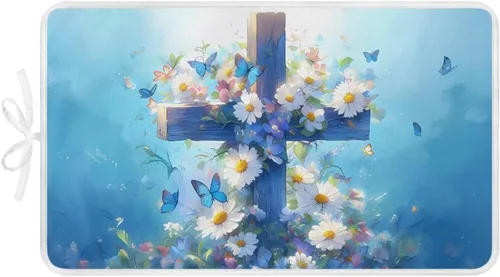 Miniatura 11 de Tabla de planchar portátil, plegable, resistente al calor, tabla de planchar de tamaño completo para lavadora y secadora, flor blanca azul