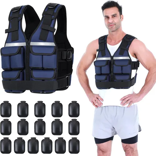 Miniatura 15 de Sportneer Chaleco con Peso Ajustable Pesos: 2-18 lbs/2-40 lbs Chaleco de Peso Lavable para Caminar 16 en 1 Chaleco de Ajuste Rápido para Rucking