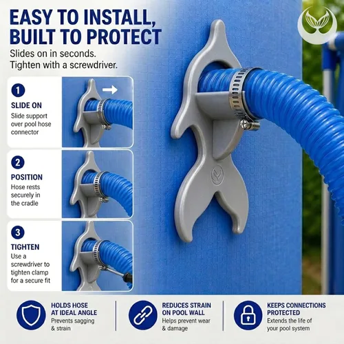 Miniatura 3 de Soporte de manguera de piscina sobre el suelo, 2 unidades, soporte de tubo de filtro de 1.5 pulgadas, soporte de soporte de aspiración intex, Gris
