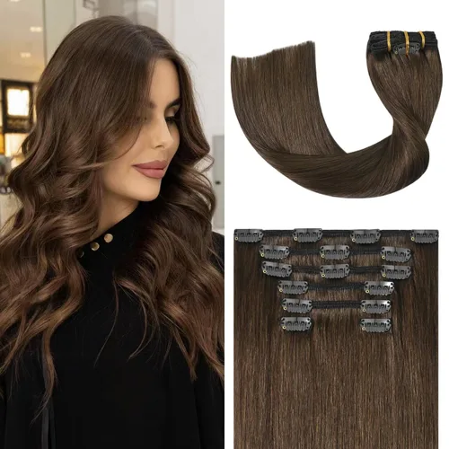 Miniatura 27 de UGOTRAYS Extensiones de cabello humano real de color rubio fresa a rubio decolorado, 12 pulgadas, lacio, doble trama, cabello Remy con clip, 2.47