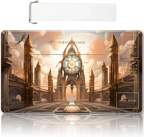 Miniatura 41 de Tapete de juego MTG cosido de alta calidad con zonas y parte trasera de goma antideslizante, tapete de juego TCG para MTG y otros juegos de cartas