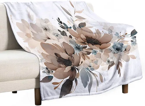 Miniatura 11 de Manta decorativa moderna de flores de acuarela, manta floral de primavera y verano, manta de 30 x 40 pulgadas, súper suave y acogedora para sofá