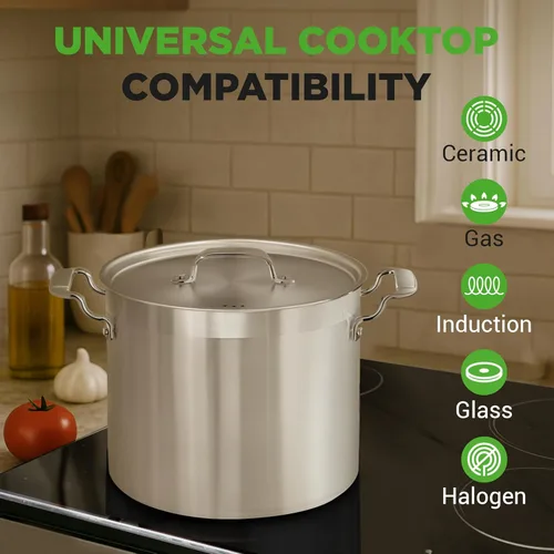 Miniatura 7 de NutriChef Olla resistente de 20 cuartos de galón con tapa de acero inoxidable, olla grande para inducción, cocinas de gas y eléctricas, perfecta
