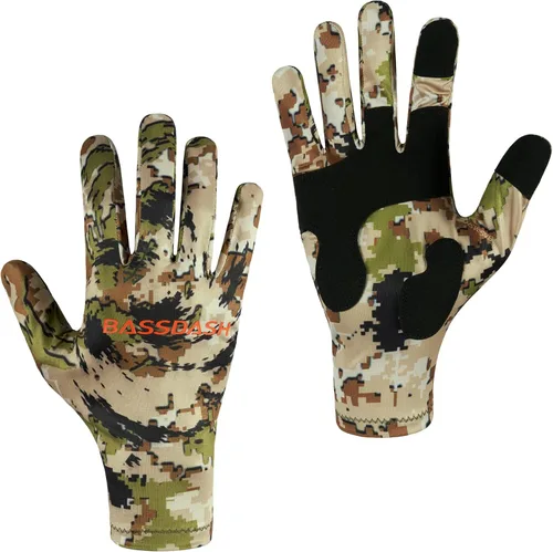 Miniatura 13 de BASSDASH Guantes de caza de camuflaje para hombres UPF 50+ Guantes ligeros con pantalla táctil para pesca, senderismo y actividades al aire libre