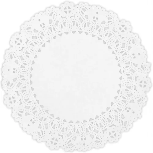 Tapones redondos de encaje de papel blanco – 5 pulgadas; fabricados en Canadá (100)