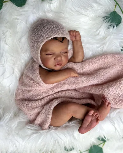Miniatura 2 de Zero Pam Muñecas negras Reborn de 19 pulgadas, muñeca afroamericana recién nacida de 19 pulgadas, muñecas de bebé realistas, muñeca realista