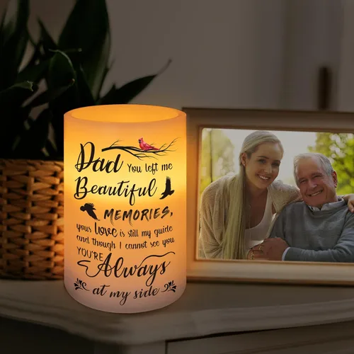 Miniatura 2 de Vela conmemorativa sin llama, luz LED de cera real con temporizador, regalo de condolencias por pérdida de padre, 6 x 4 pulgadas