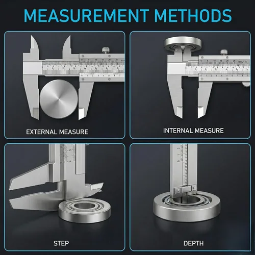 Miniatura 7 de Calibrador Vernier, 0-6 pulgadas/0-150 mm, micrometro manual, calibrador de acero inoxidable, 0.02 mm/0.001 pulgadas de alta precisión, herramienta