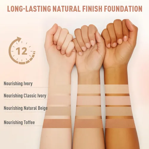 Miniatura 7 de FV Paquete de 2 bases de maquillaje líquidas, impermeables y ligeras, acabado natural con cobertura media, base hidratante para piel seca y normal