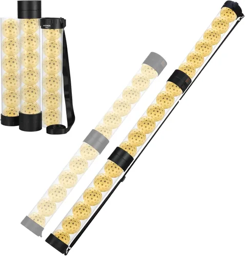 NEEWER Tolva de tubo para pelotas de tenis y pelotas de pickleball, sección desmontable sin doblez, recogedor superior con tapón y correa para el