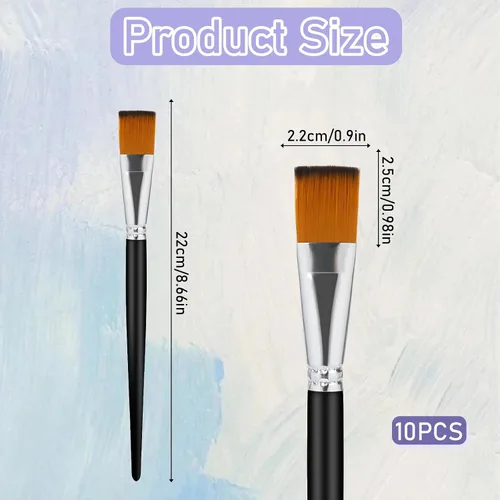 Miniatura 2 de 10 pinceles planos de pintura acrílica de 1 pulgada, pincel de pintura para acuarela, pintura al óleo, acrílico, arte de uñas, manualidades, pintura