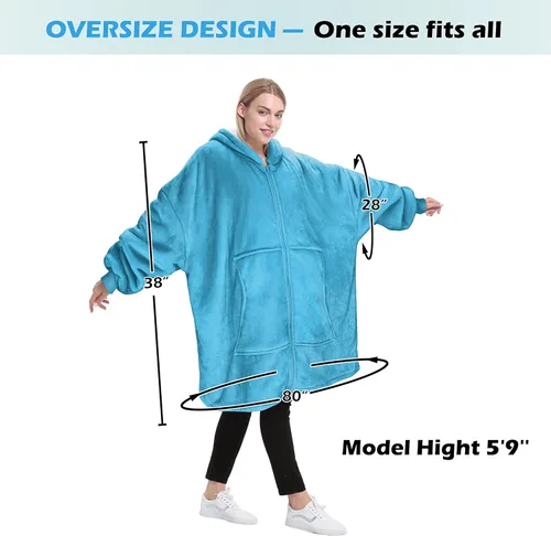 Miniatura 4 de Catalonia Sudadera con capucha con cremallera, abrigo de sherpa de gran tamaño para hombres y mujeres, regalo cómodo para ella, color aguamarina