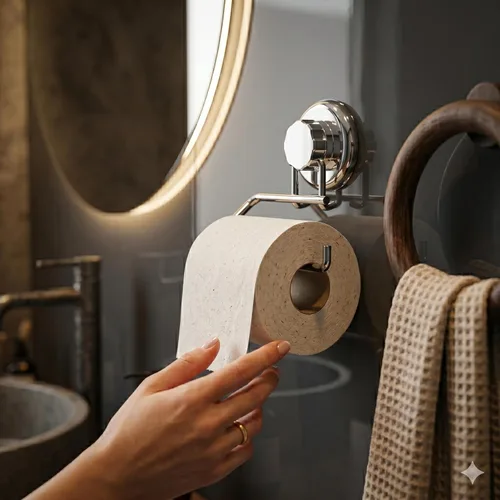 Miniatura 3 de HASKO accessories - Potente soporte de papel higiénico con ventosa al vacío - Dispensador de rollos de papel higiénico de acero inoxidable
