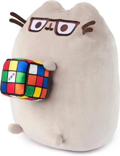Miniatura 4 de GUND Pusheen con cubo de Rubik de peluche, animal de peluche para edades de 8 años en adelante, gris, 9.5 pulgadas