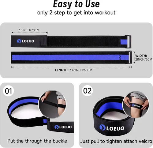 Miniatura 5 de LOEUO Bandas de glúteos para entrenar, bandas ajustables de restricción de flujo sanguíneo con antideslizante para entrenamiento de glúteos
