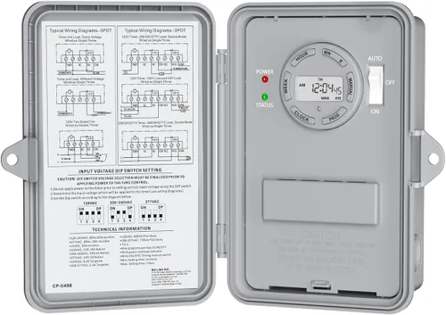 BN-LINK Temporizador de bomba de piscina, caja de temporizador para exteriores, resistente, 2HP 40A Max, 120, 240, 277 VAC, para bomba de piscina,