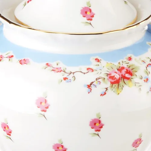 Miniatura 3 de Gracie China - Tetera vintage de porcelana azul rosa (5 tazas)