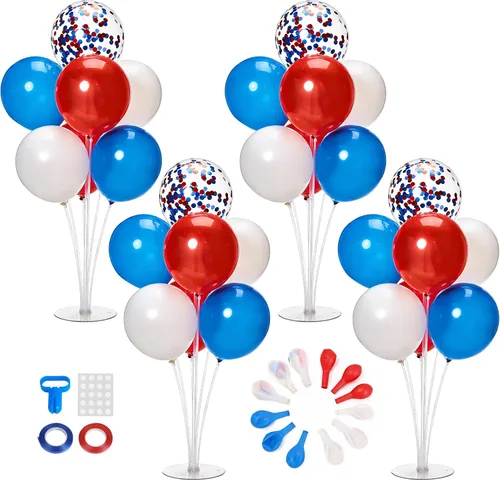 Miniatura 14 de JOYYPOP Juego de 10 soportes para globos, palos de globo con base, suministros para fiestas, cumpleaños, graduación, fiesta, decoración de boda