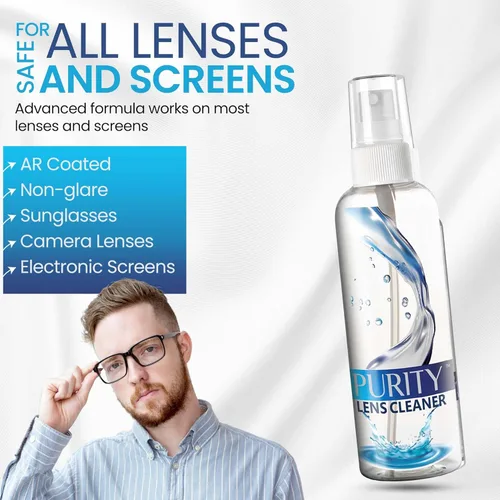 Miniatura 6 de Purity - Kit de limpiador de lentes de anteojos - 2 x 8 onzas y 1 x 2 onzas botella de spray limpiador de lentes + 2 paños de limpieza de microfibra