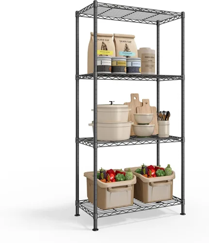 Miniatura 16 de SONGMICS Unidad de almacenamiento de 7 niveles, estantería de alambre, estante de metal de cocina con estantes ajustables, revestimientos de Negro