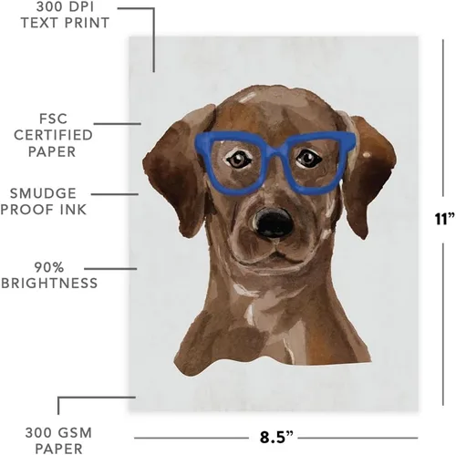 Miniatura 183 de Andaz Press Póster impreso para pared de perro, 8.5 x 11 pulgadas, Bulldog inglés con gafas negras, 1 paquete, regalo de cumpleaños de Navidad, sin