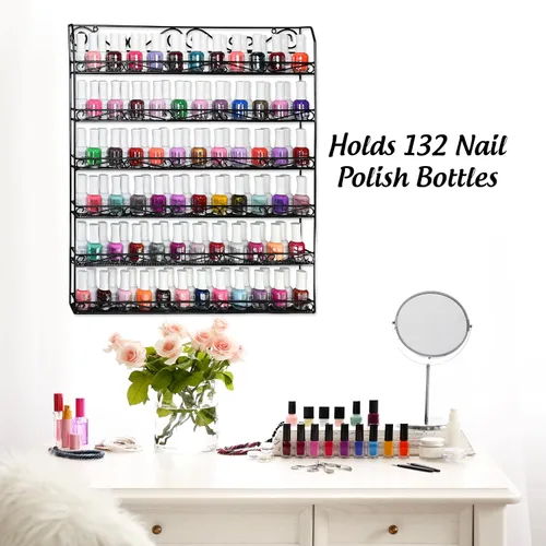 Miniatura 7 de AMT - Estantes metálicos para esmalte de uñas para pared, exhibición de esmalte de uñas transparente, organizador de aceites esenciales Young