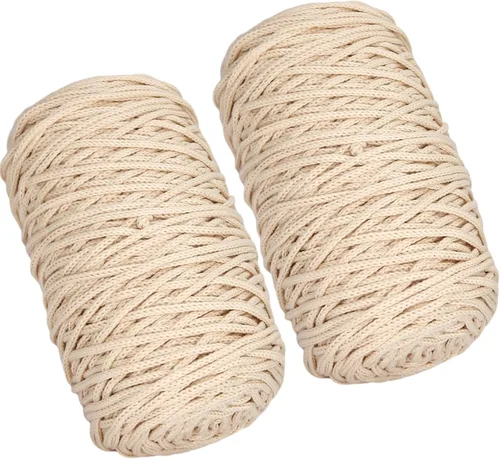Miniatura 9 de 200g de hilo de algodón hueco tejido a crochet, hilo redondo de tela para bolso de mano de bricolaje, canasta, cojín, bolsa de crochet (Azul Aqua)