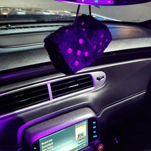 Miniatura 7 de Dados Peludos Negros Accesorios para Automóvil – Accesorios de Coche de Felpa Rosa Lindos para Interior – Adornos Decorativos Colgantes de Felpa