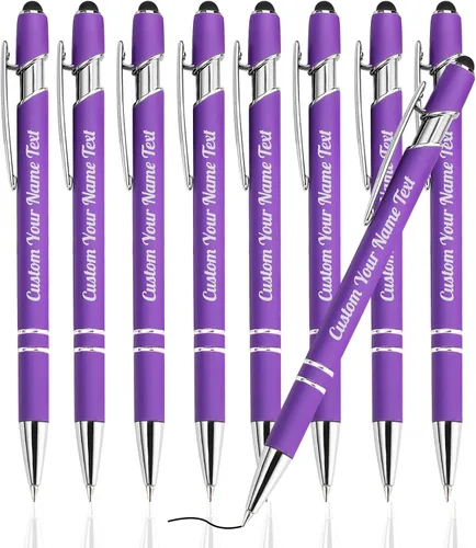 Bolígrafo personalizado, 12 unidades, a granel, bolígrafo personalizado con logotipo de mensaje de nombre comercial grabado, lápiz digital de tinta
