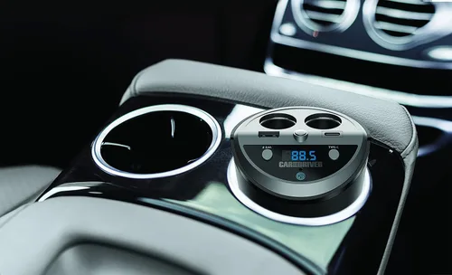 Miniatura 3 de Car and Driver Transmisor FM inteligente con soporte para vasos Bluetooth, compatible con Alexa, Siri y Google Assistant para automóvil, puertos