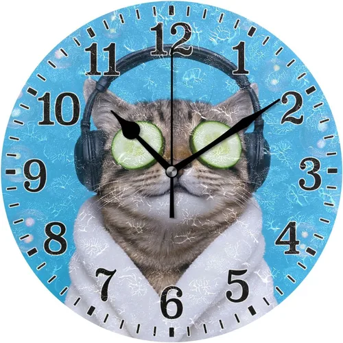 Miniatura 80 de JUNZAN Reloj de bañera con vino romántico espumoso y velas, reloj de pared silencioso de 10 pulgadas, pequeño reloj redondo, decoración de cocina