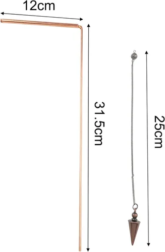Miniatura 2 de Kit de varilla de radiestesia y péndulo de cobre con sondas telescópicas para detección de minerales de agua, sanación energética y adivinación