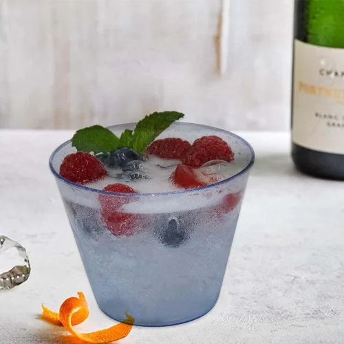 Miniatura 3 de Homy Feel Vasos de plástico con purpurina azul de 9 onzas, 100 unidades, tazas desechables de cóctel y vino para fiesta de boda