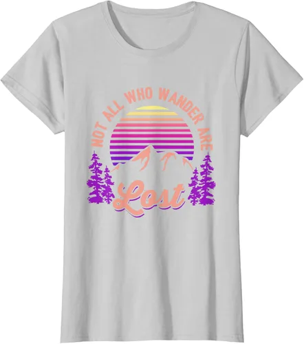 Miniatura 20 de Not All Who Wander Are Lost Vintage Mountains - Camiseta de senderismo, Negro, S