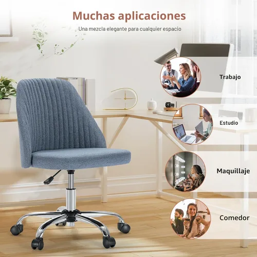 Miniatura 7 de Silla de Oficina DUMOS, Silla de Escritorio Cómoda con Ruedas, Silla Giratoria de Tocador, Sillas de Tarea con Asiento Ancho, Sillas de Computadora
