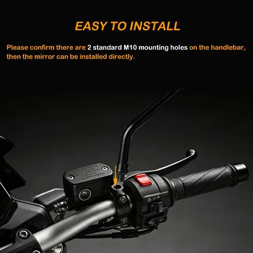 Miniatura 3 de Espejos de motocicleta, 10 mm, espejos rectangulares para manillar con perno, compatibles con Kawasaki Honda Suzuki para bicicleta de calle