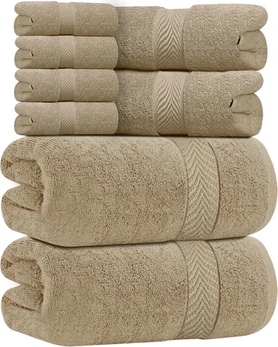 Miniatura 20 de Oakias Toallas de baño beige de alta calidad, paquete de 2, 27 x 54 pulgadas, altamente absorbentes, toallas de baño de lujo de 21.16 oz/m²