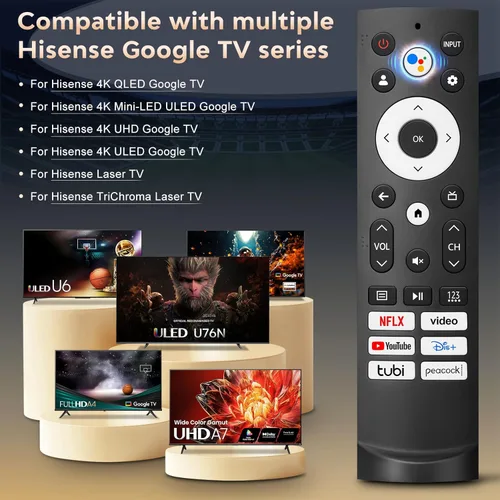 Miniatura 2 de Reemplazo de control remoto por voz para Hisense Smart Google TV, compatible con Hisense QLED UHD Mini-LED ULED Google TVs