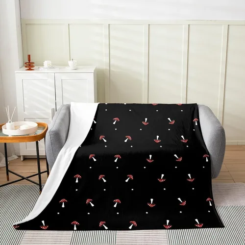 Miniatura 2 de Bonita manta de hongos para niños y niñas, manta de dibujos animados de hongos kawaii, manta de forro polar en forma de hongo rojo, tamaño Color 17